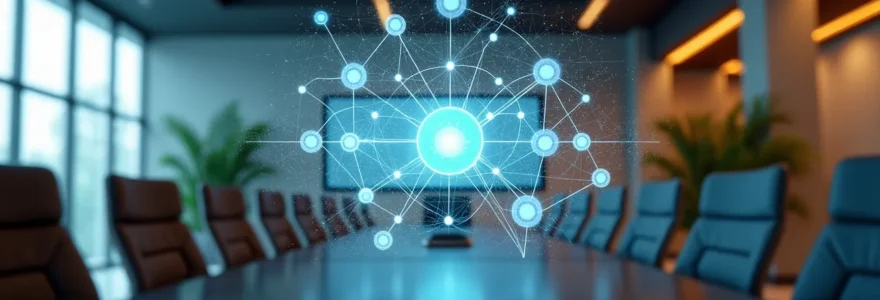 Illustration conceptuelle montrant les défis complexes de la gestion des contrats d'énergie en environnement professionnel moderne