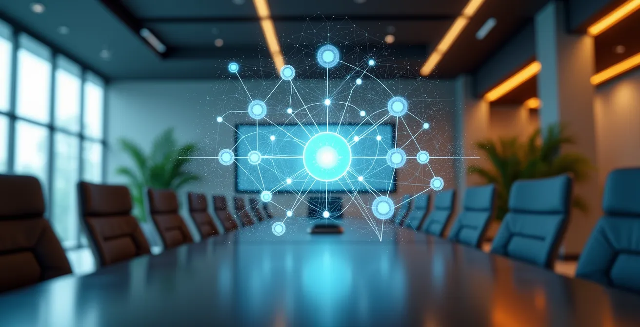 Illustration conceptuelle montrant les défis complexes de la gestion des contrats d'énergie en environnement professionnel moderne