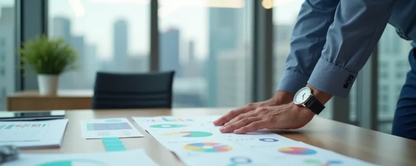 Professionnel analysant documents contractuels dans bureau moderne