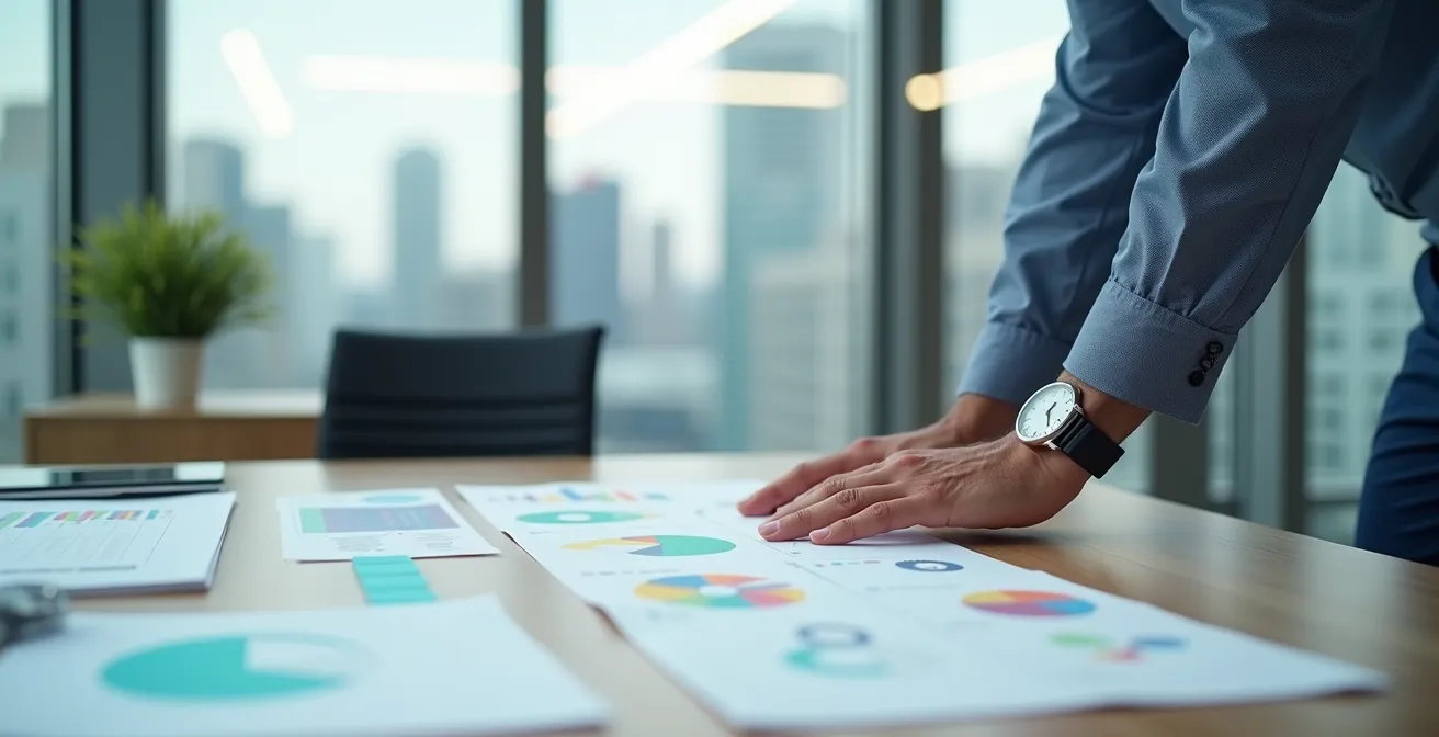 Professionnel analysant documents contractuels dans bureau moderne